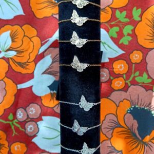 bracelet papillon fluorescent fermeture doré couleur argent78